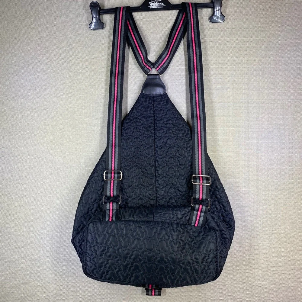 Disney Mickey Mouse Quilted Sling Backpack Black Pink Teardrop Bag